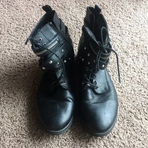 Mission black faux leather booties